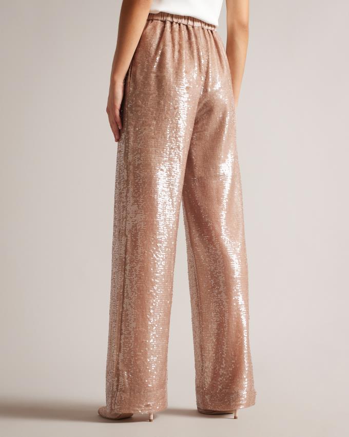 Pantalon Ted Baker Matte Sequin Wide Leg Rose Femme | FPA-29007308